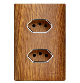 Conjunto Tomada Dupla 20A 4x2 - Novara Cumaru Cromado